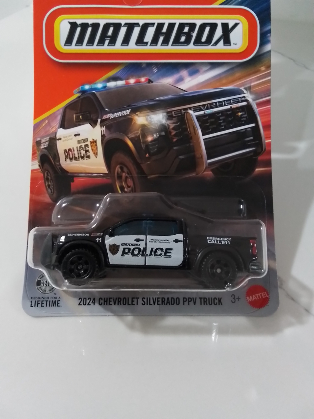 Match 2024 Chevrolet Silverado PPV Police Truck - Black, White & Silver